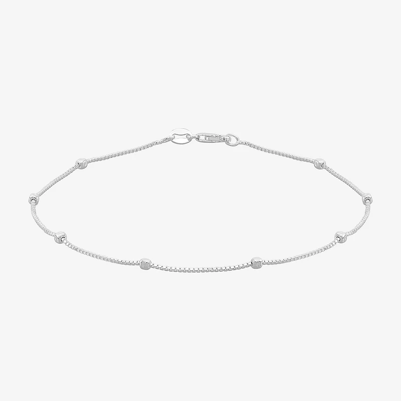 Made in Italy Womens Sterling Silver 9 Inch Solid Box Chain Bracelet