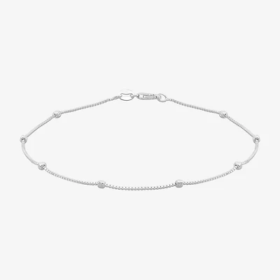 Made in Italy Womens Sterling Silver 9 Inch Solid Box Chain Bracelet