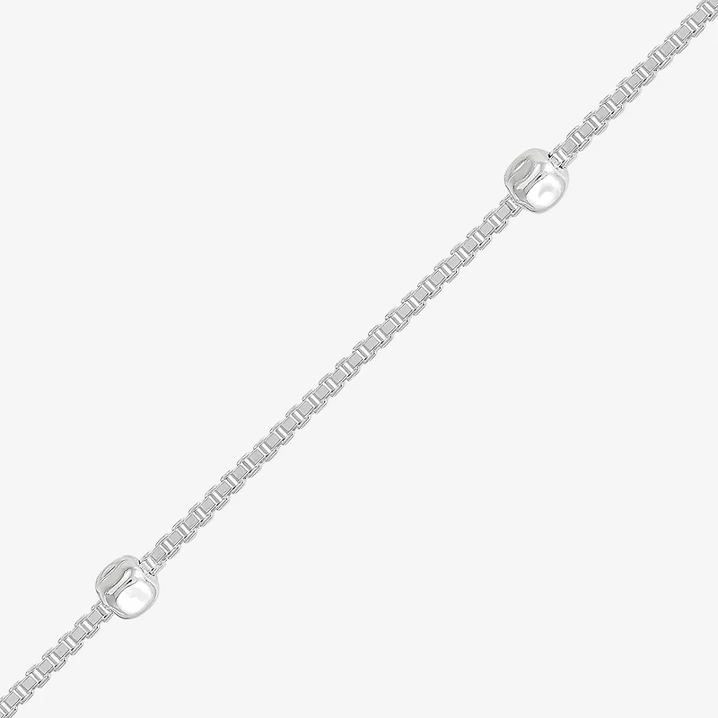 Made in Italy Womens Sterling Silver 9 Inch Solid Box Chain Bracelet