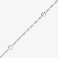 Made in Italy Womens Sterling Silver 9 Inch Solid Box Chain Bracelet