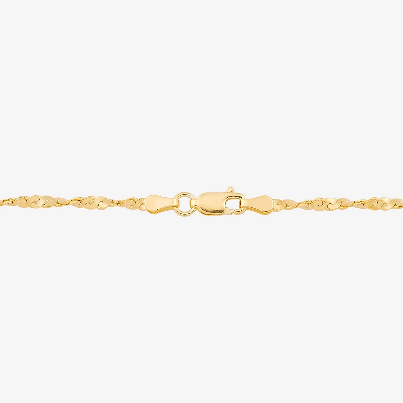 Made in Italy Womens 14K Gold Over Silver 9 Inch Solid Ankle Bracelet