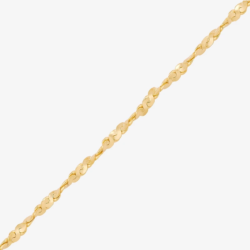 Made in Italy Womens 14K Gold Over Silver 9 Inch Solid Ankle Bracelet
