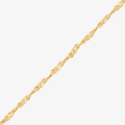 Made in Italy Womens 14K Gold Over Silver 9 Inch Solid Ankle Bracelet