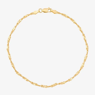Made in Italy Womens 14K Gold Over Silver 9 Inch Solid Ankle Bracelet