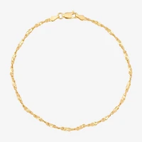 Made in Italy Womens 14K Gold Over Silver 9 Inch Solid Ankle Bracelet