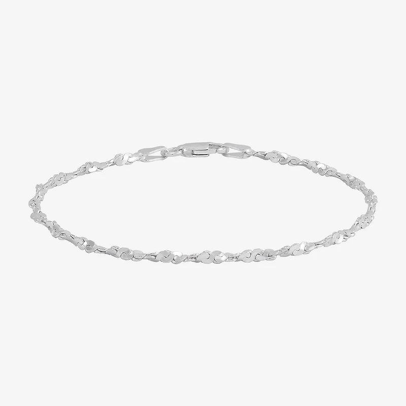 Made in Italy Womens Sterling Silver 7.5 Inch Solid Chain Bracelet
