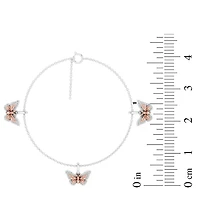 Enchanted Disney Fine Jewelry Womens 1/6 CT. T.W. Natural White Diamond 10K Rose Gold Sterling Silver Princess Mulan Charm Bracelet