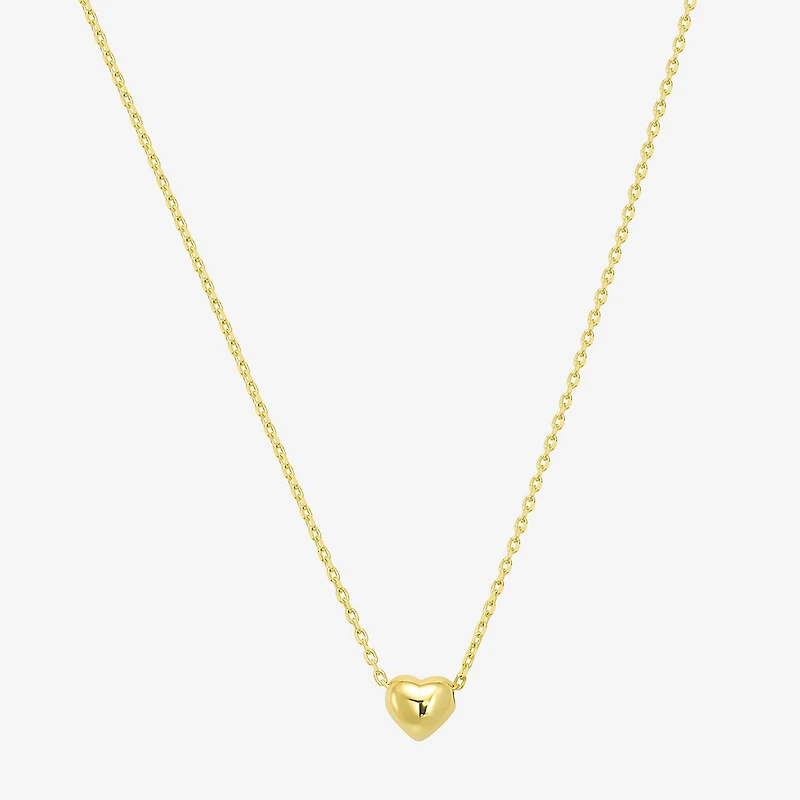 Womens 10K Gold Heart 16 Inch Pendant Necklace