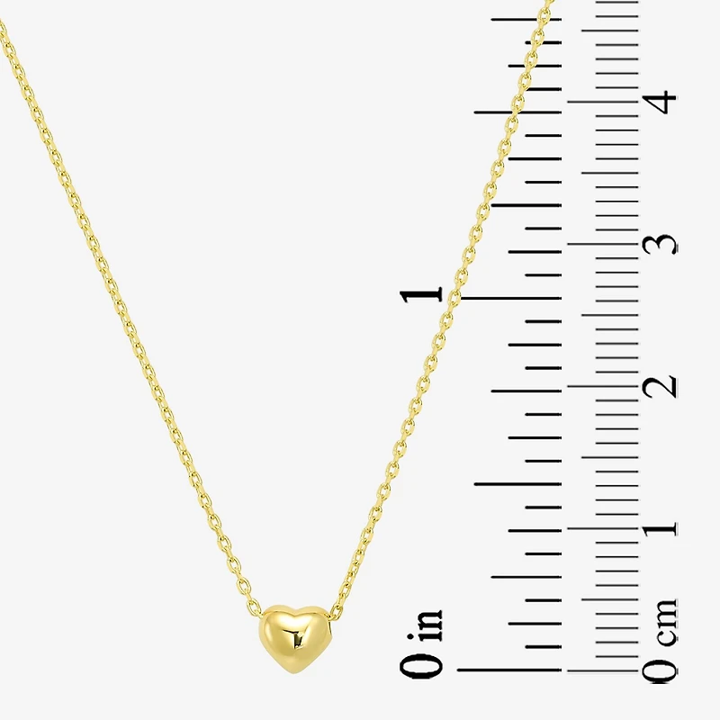 Womens 10K Gold Heart 16 Inch Pendant Necklace