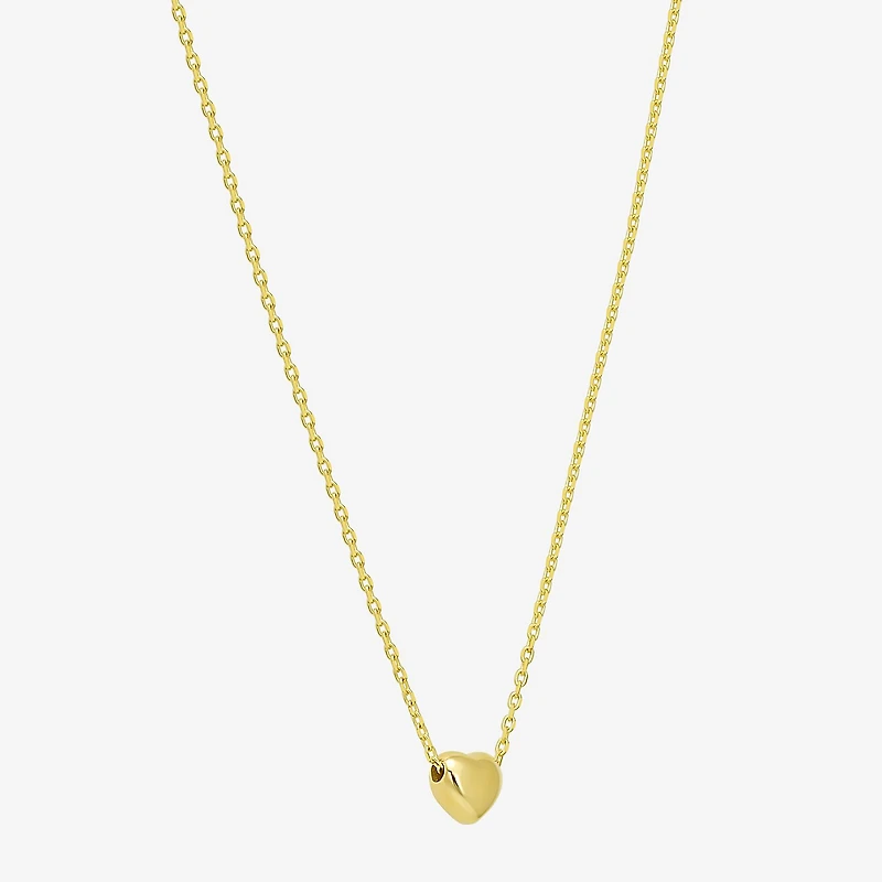 Womens 10K Gold Heart 16 Inch Pendant Necklace