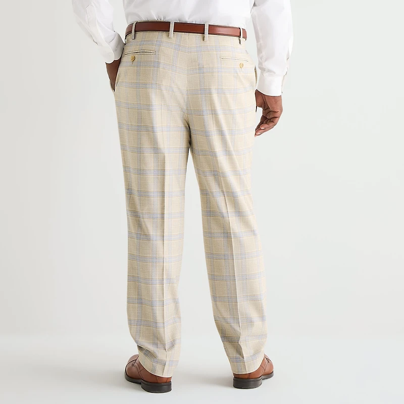 Shaquille O'Neal XLG™ Mens Big and Tall Stretch Fabric Regular Fit Plaid Flat Front Suit Pant