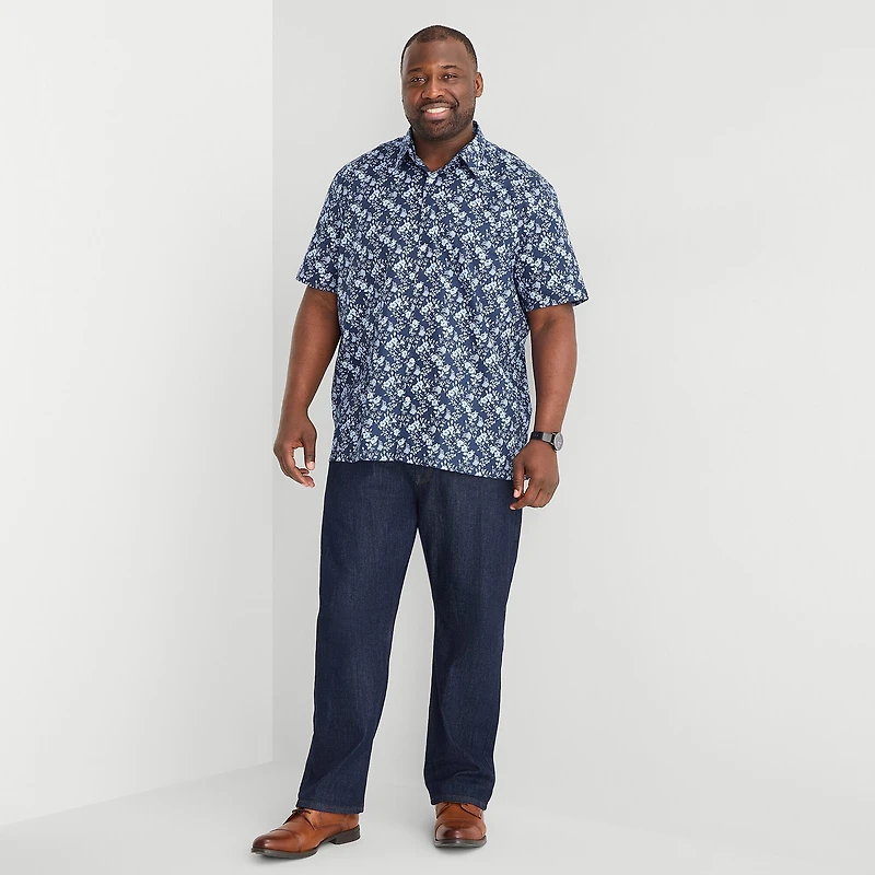 Stafford Mens Short Sleeve Regular Fit Big and Tall Button-Down Shirt