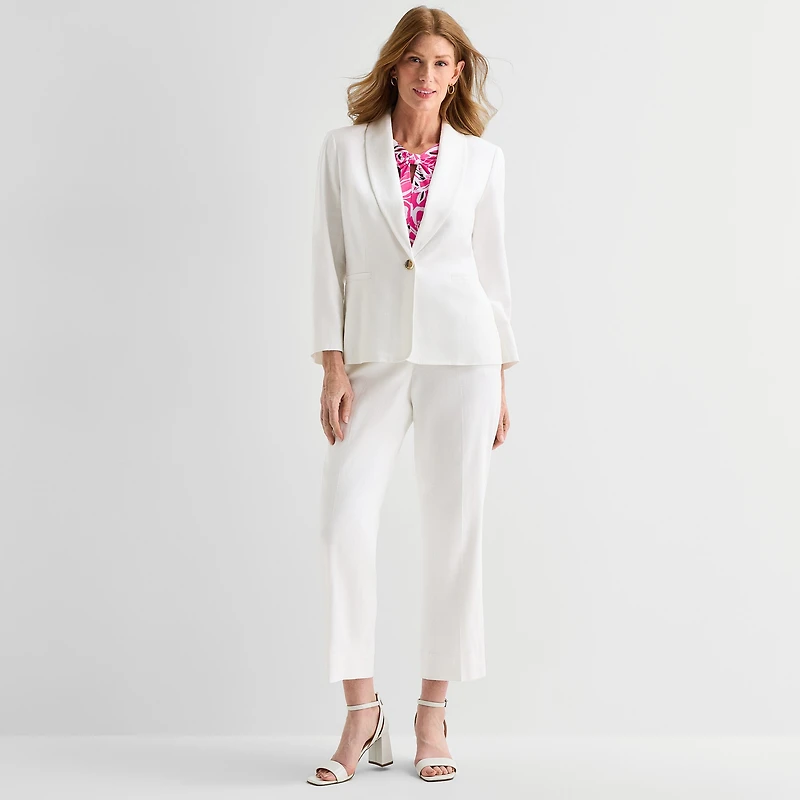 Black Label by Evan-Picone Linen Womens Classic Fit Suit Jacket