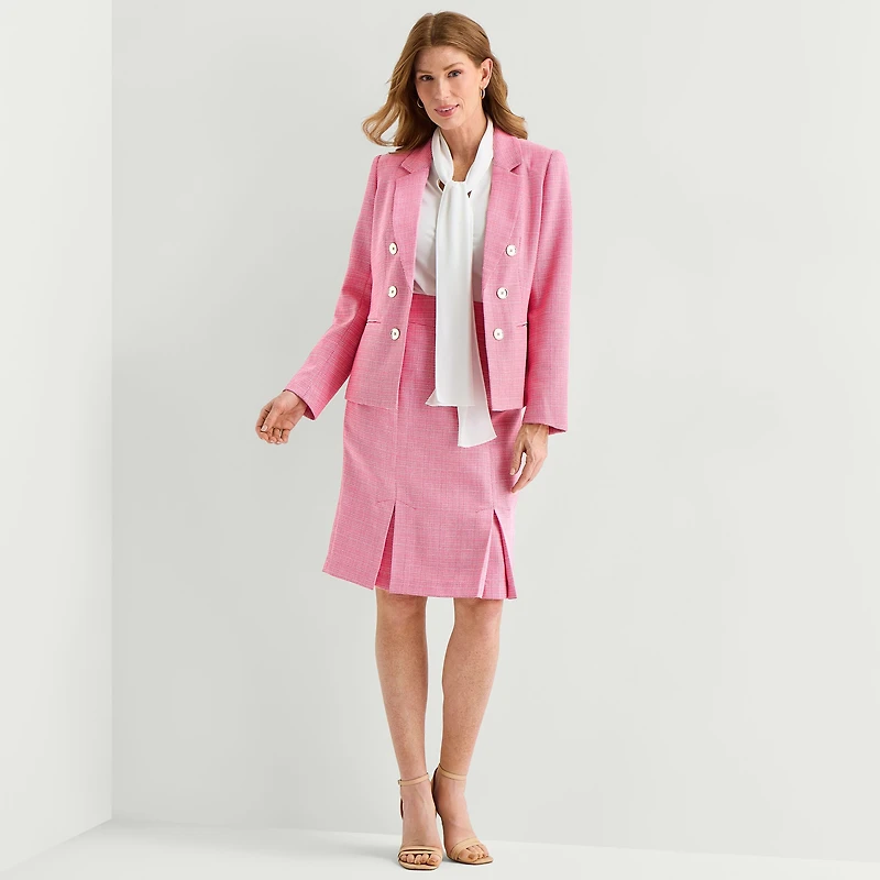Black Label by Evan-Picone Tweed Womens Classic Fit Double Breasted Suit Jacket