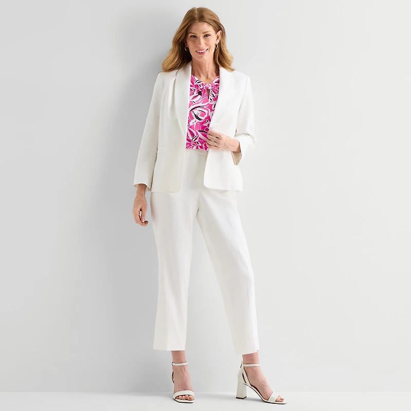 Black Label by Evan-Picone Linen Womens Classic Fit Straight Suit Pant