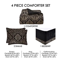 Queen Street Willow 4-Pc. Damask And Scroll Heavyweight Comforter Set