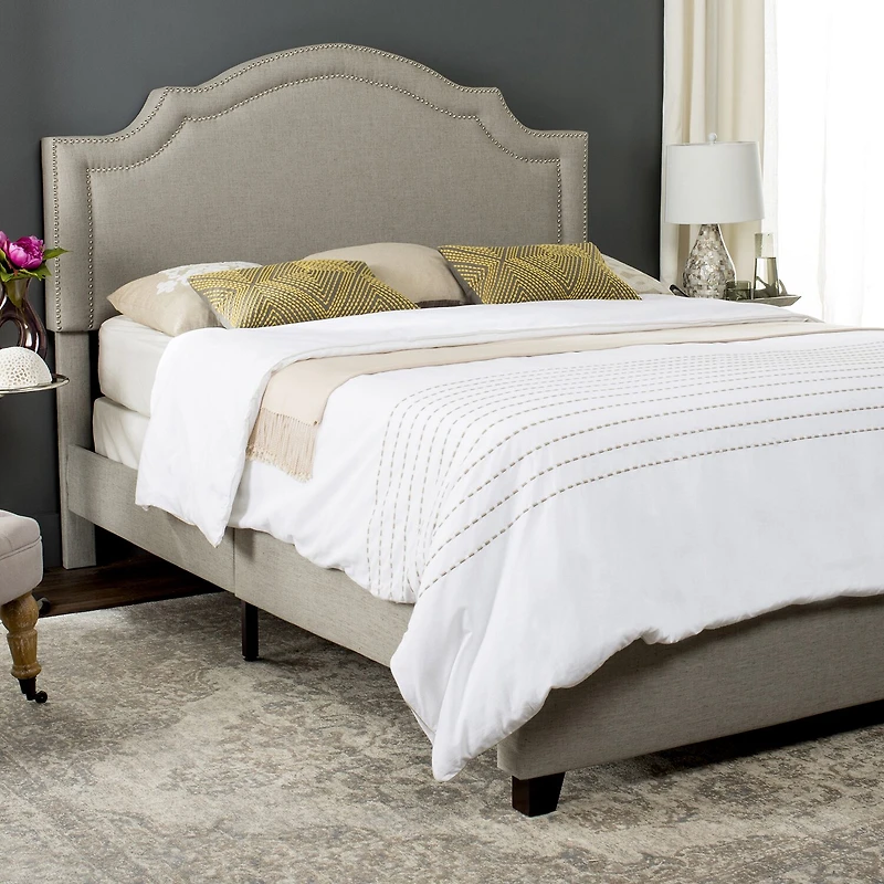 Theron Upholstered Bed w/nail-head trim