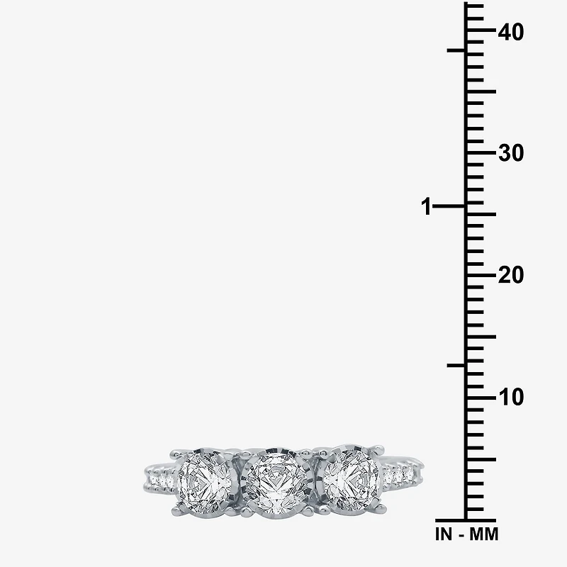 Love Lives Forever (G / Si1-Si2) Womens 1 1/2 CT. T.W. Lab Grown White Diamond 10K Gold Round 3-Stone Engagement Ring