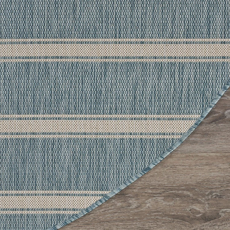 Samantha Destiny Beach Striped 7'6"X7'6" Indoor Outdoor Round Area Rug