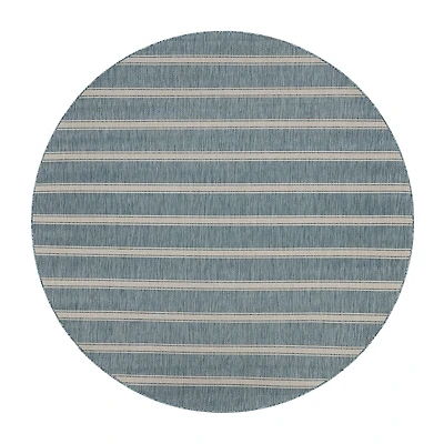 Samantha Destiny Beach Striped 7'6"X7'6" Indoor Outdoor Round Area Rug