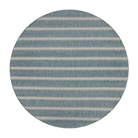 Samantha Destiny Beach Striped 7'6"X7'6" Indoor Outdoor Round Area Rug