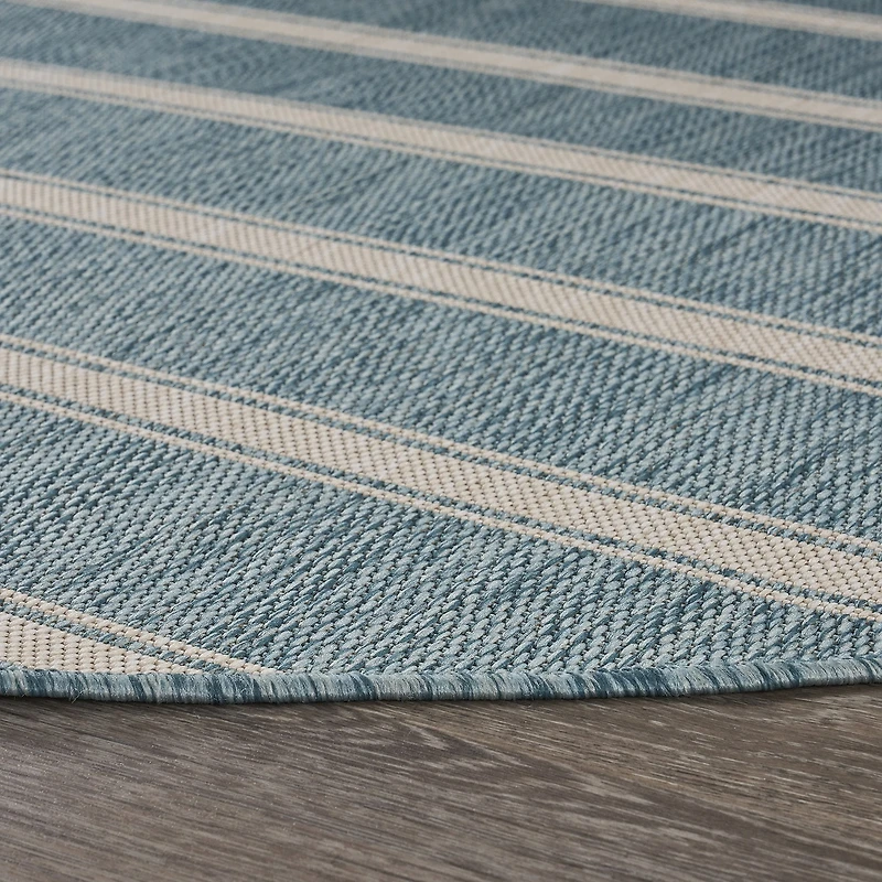 Samantha Destiny Beach Striped 7'6"X7'6" Indoor Outdoor Round Area Rug