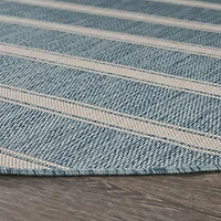 Samantha Destiny Beach Striped 7'6"X7'6" Indoor Outdoor Round Area Rug
