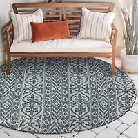 Sylvestra Entwined Geometric 7'6"X7'6" Indoor Outdoor Round Area Rug