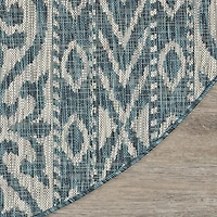 Sylvestra Entwined Geometric 7'6"X7'6" Indoor Outdoor Round Area Rug