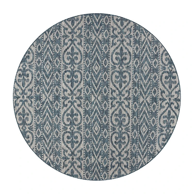 Sylvestra Entwined Geometric 7'6"X7'6" Indoor Outdoor Round Area Rug