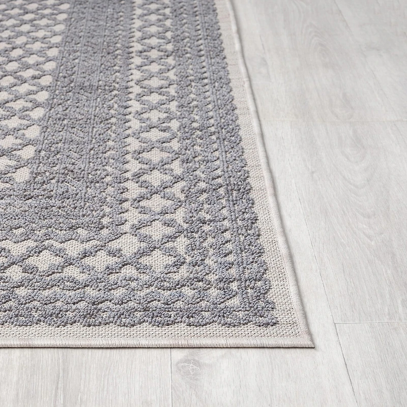 Winona Lightly Bordered PET Yarn Indoor Outdoor Rectangular Area Rug