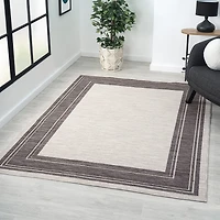 Winona Bordered PET Yarn Indoor Outdoor Rectangular Area Rug
