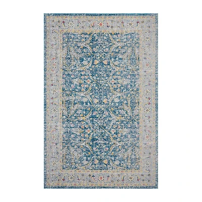 Anica Bordered Floral Filigree Indoor Outdoor Rectangular Area Rug