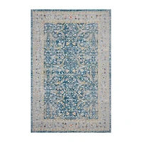 Anica Bordered Floral Filigree Indoor Outdoor Rectangular Area Rug