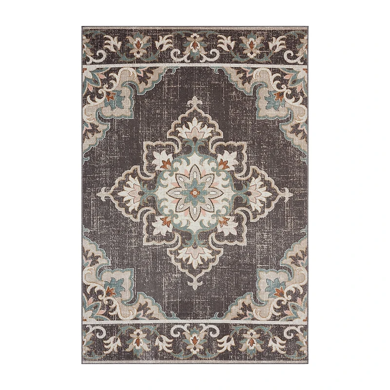 Anica Eclectic Medallion Floral Indoor Outdoor Rectangular Area Rug