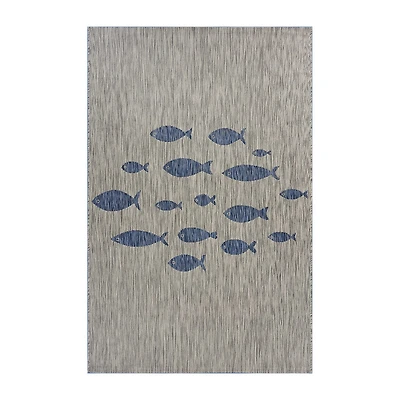 Catherine School Of Fish Indoor Outdoor Rectangular Area Rug