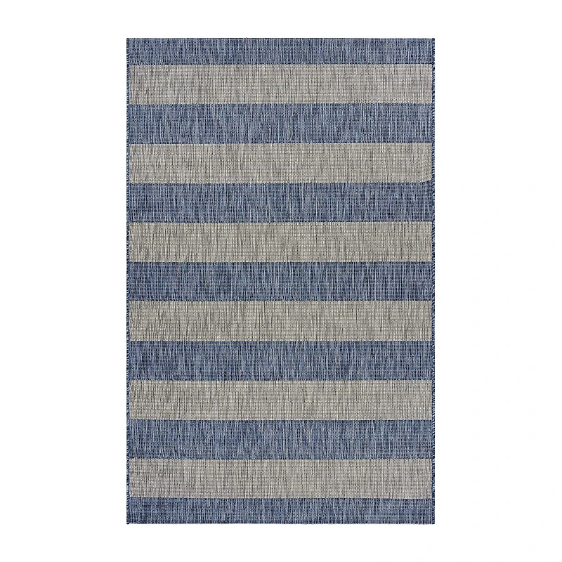 Catherine Coastal Striped Indoor Outdoor Rectangular Area Rug