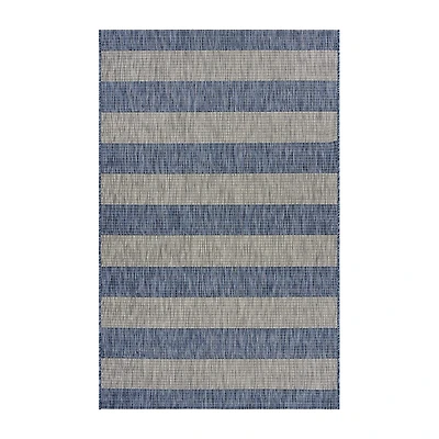 Catherine Coastal Striped Indoor Outdoor Rectangular Area Rug