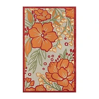 Corazon Tropical Hibiscus Indoor Outdoor Rectangular Area Rug