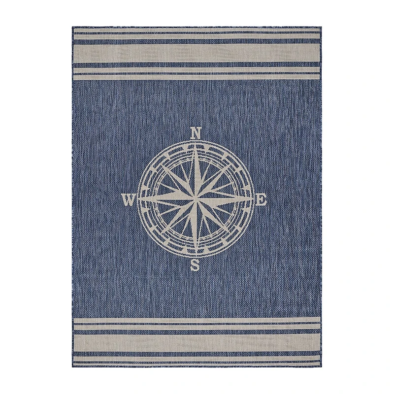 Samantha Nautical Navigation Indoor Outdoor Rectangular Area Rug