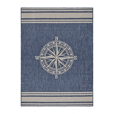 Samantha Nautical Navigation Indoor Outdoor Rectangular Area Rug