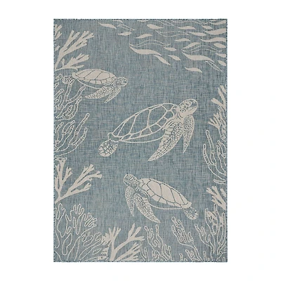 Samantha Tropical Turtle Reef Indoor Outdoor Rectangular Area Rug