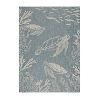 Samantha Tropical Turtle Reef Indoor Outdoor Rectangular Area Rug