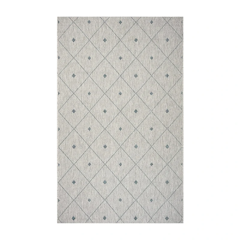 Sylvestra Minimal Diamonds Indoor Outdoor Rectangular Area Rug