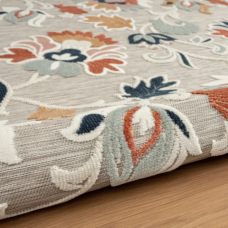 Vanessa Floral Filigree Hi-Low Indoor Outdoor Rectangular Area Rug