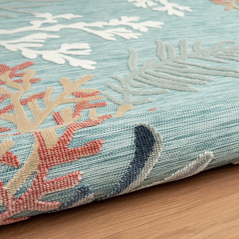 Vanessa Coral Reef Hi-Low Coastal Indoor Outdoor Rectangular Area Rug