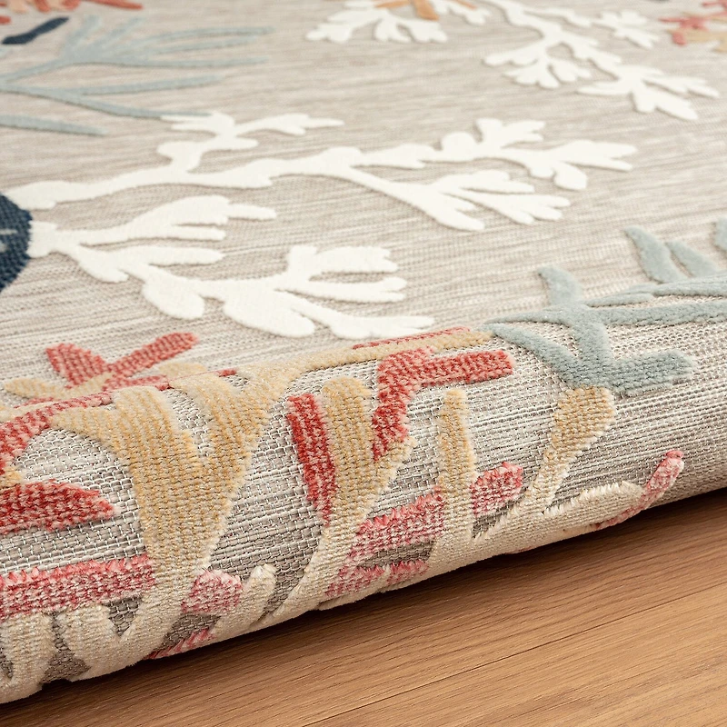 Vanessa Coral Reef Hi-Low Coastal Indoor Outdoor Rectangular Area Rug