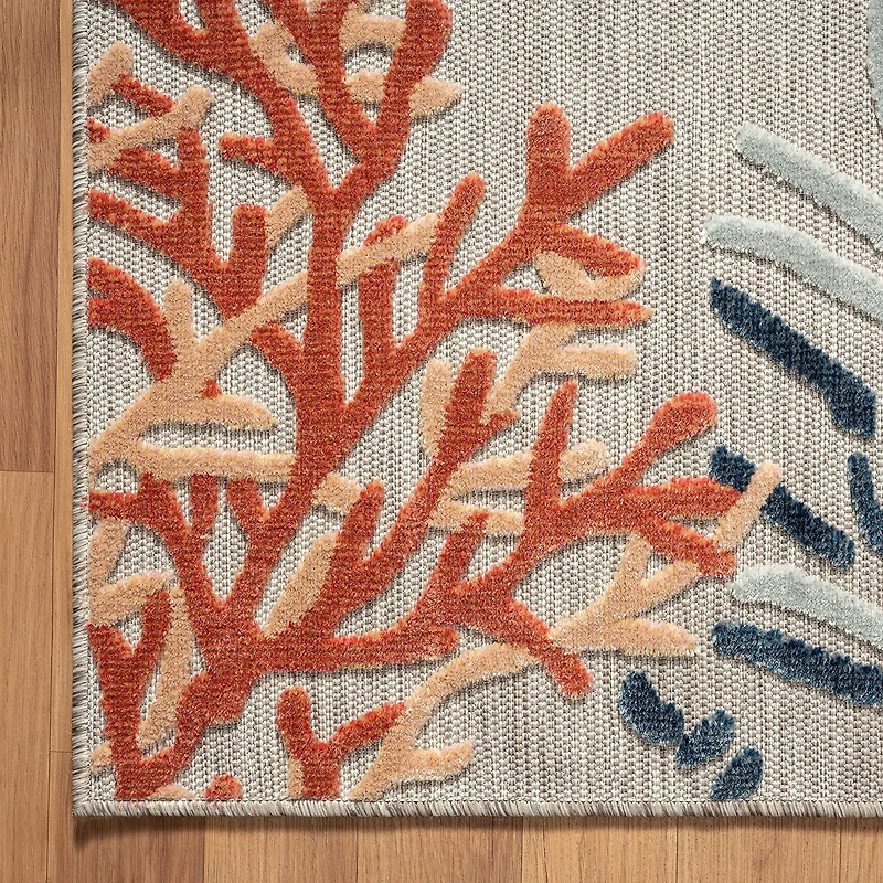 Vanessa Coral Reef Hi-Low Coastal Indoor Outdoor Rectangular Area Rug