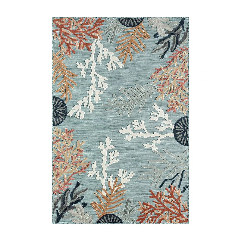 Vanessa Coral Reef Hi-Low Coastal Indoor Outdoor Rectangular Area Rug