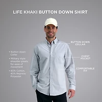 Haggar Life Khaki With Repreve Comfort Woven Mens Short Sleeve Regular Fit Stretch Fabric Big and Tall Button-Down Shirt